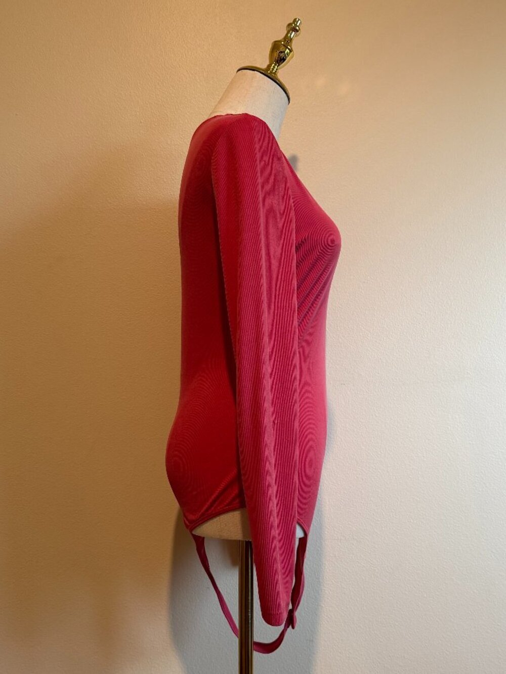 Elodie Pink Ribbed Long Sleeve Bodysuit Large L - Picture 3 of 10